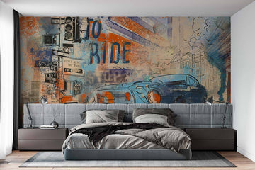 Фототапет кола и графити - Модерен интериор
