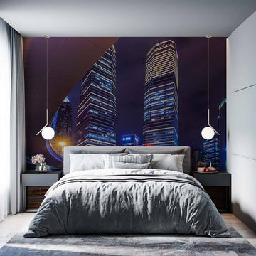 Фототапет Нощен град – Силуети и светлини