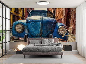Фототапет с ретро кола Beetle: Самозалепващи и водоустойчиви тапети