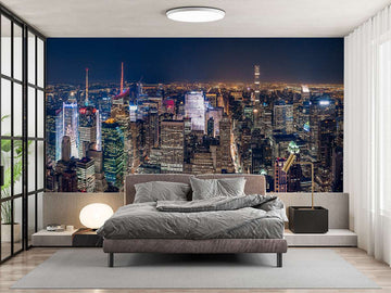 Самозалепващ фототапет нощен градски изглед