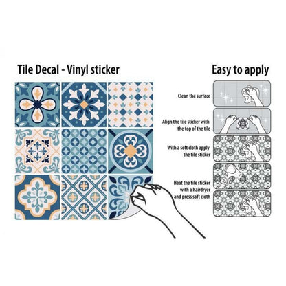 Самозалепващи водоустойчиви стикери за плочки в испански стил - лесно обновяване с елегантен дизайн.