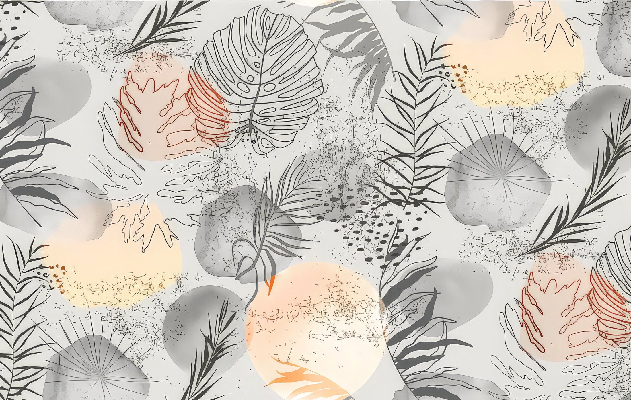 Фототапет Ботанически мотиви в сиво – чист дизайн за конфигуратора