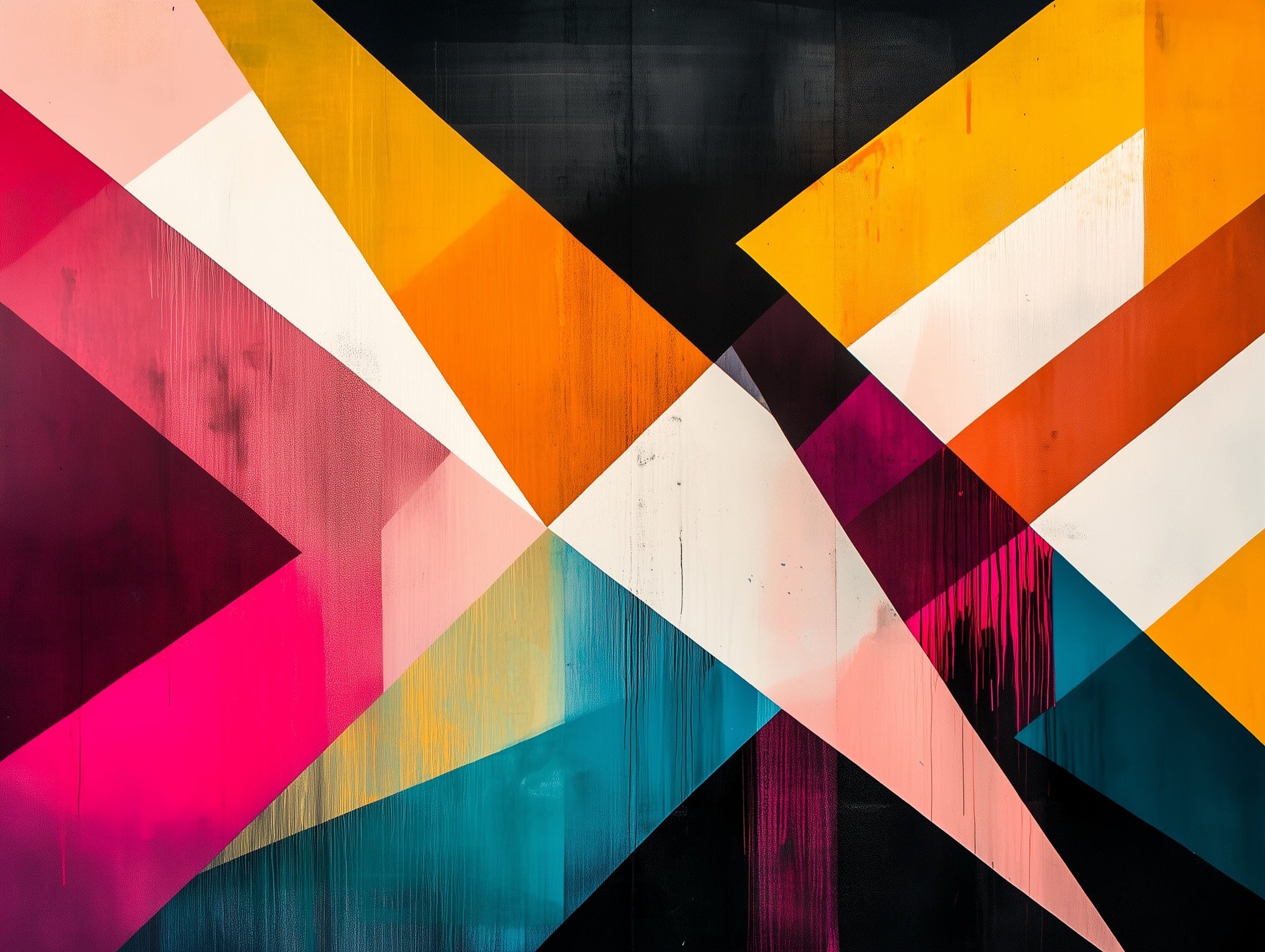 Фототапет Геометричен Експресионизъм в Кехлибар и Пурпур – чист дизайн за конфигуратора
