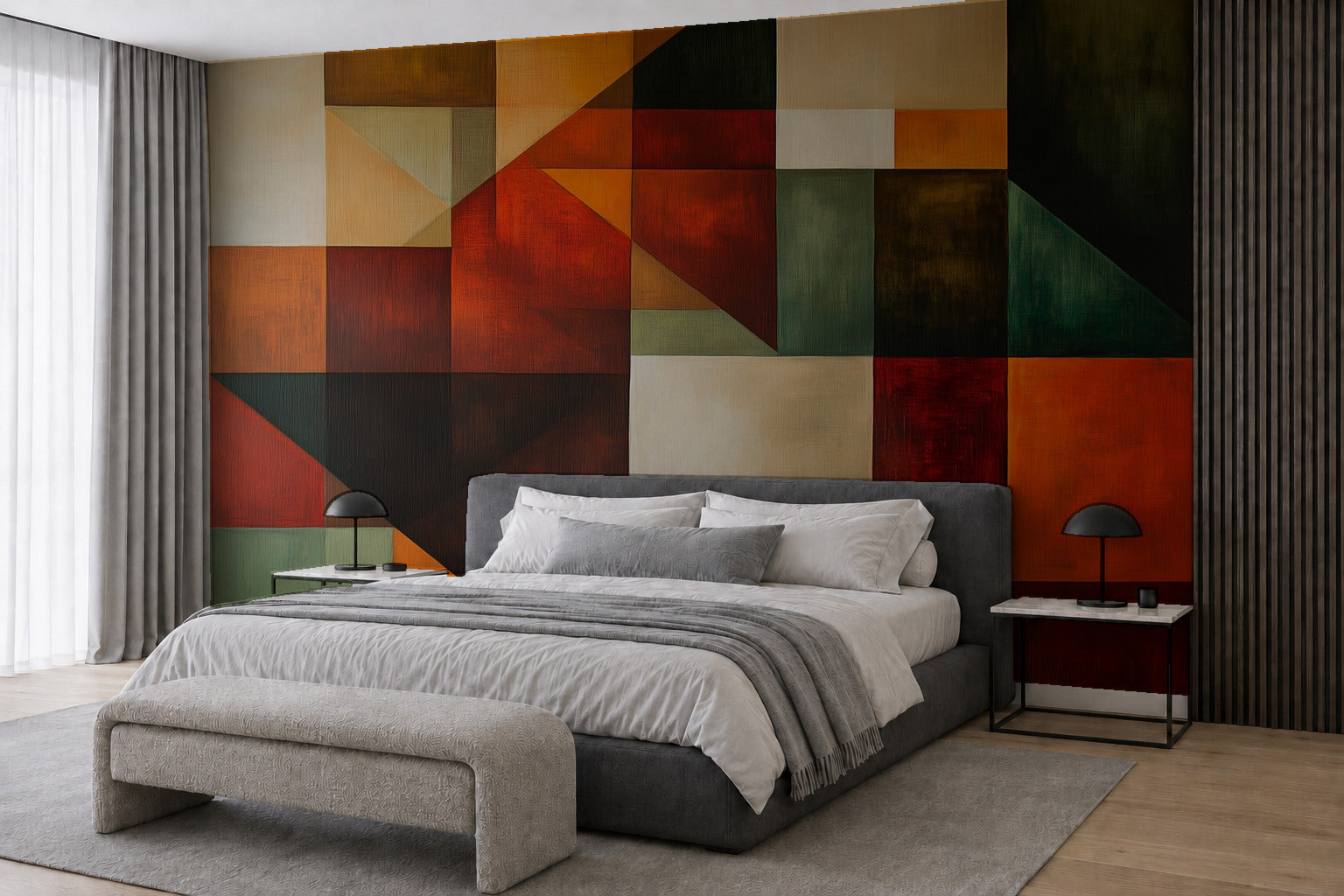 Фототапет Геометричен Ориентир за хол – визуализация в интериор 4