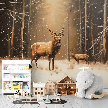 Фототапет Зимни горски елени за детска стая