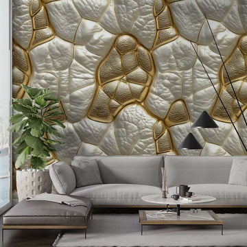 Фототапет Стилна текстура за хол с елегантни златисто-сиви текстурни елементи.