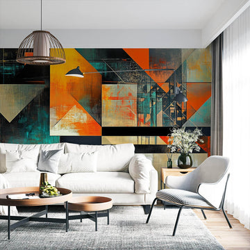 Фототапет Геометричен Ритъм: Огън и Тъмнина