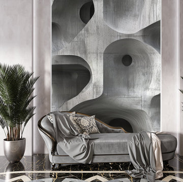 Фототапет абстрактни форми, самозалепващ стенен декор за хол, вдъхващ дълбочина и спокойствие.