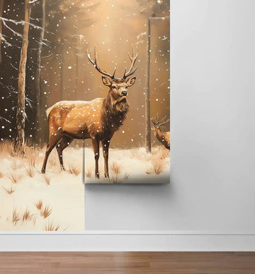 Фототапет Зимни горски елени за детска стая