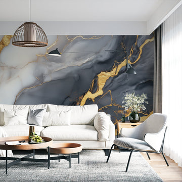 Фототапет Златисти Вени и Мраморна Плътност | Завладяващ Дизайн
