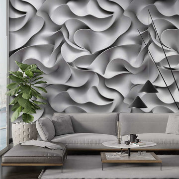 Фототапет Сатенени Рози за хол с елегантен и модерен дизайн, съчетаващ нежни линии и текстури.