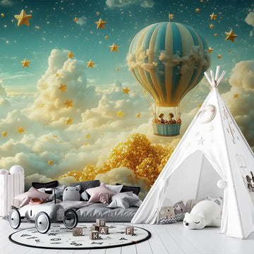 Фототапет Балонно звездно пътешествие за детска стая