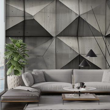 фототапет геометричен бетон на стенен декор със стилен дизайн и абстрактни форми