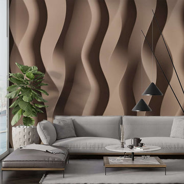 Фототапет Вълни на спокойствието в модерен хол с елегантен декор и уютна мебелировка.