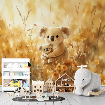 Фототапет Коали в златна ливада за детска стая