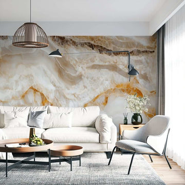 Фототапет Златни Мраморни Вълни с Перлени Нюанси