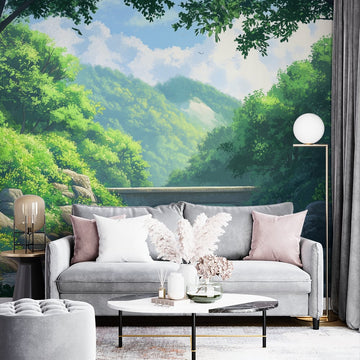 Фототапет Зелена планинска приказка за хол