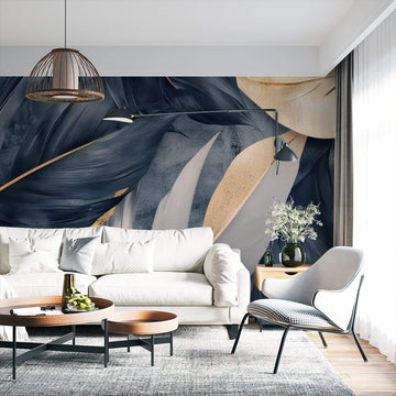 Фототапет Полунощни Листа със Златни Контури