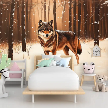 Фототапет Зимен вълк за детска стая