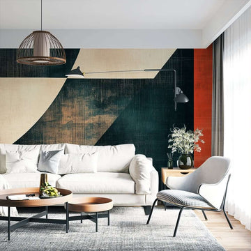 Фототапет Геометричен Контраст в Графит, Теракота и Бежово