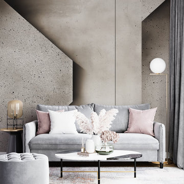 Фототапет Светло Сив Бетон и Геометрични Формы за Хол | Еко Материали