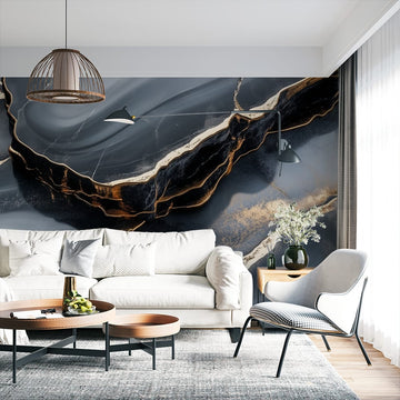 Фототапет Черен Мрамор с Златни Вени | Елегантен Декор