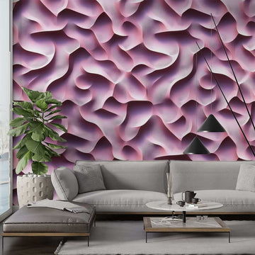 фототапет романтични вълни за хол - самозалепващ стенен декор с вълнуващи нюанси на розово и лилаво.