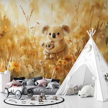 Фототапет Коали в златна ливада за детска стая