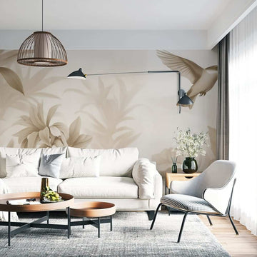 Фототапет Ефирна Колибри и Бежови Тропически Палми