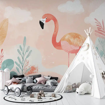 Фототапет Розово фламинго за детска стая