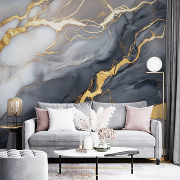 Фототапет Златисти Вени и Мраморна Плътност | Завладяващ Дизайн