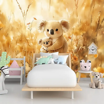 Фототапет Коали в златна ливада за детска стая