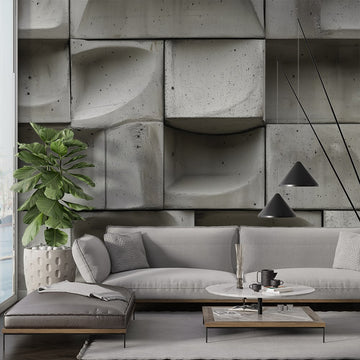 Фототапет модерен бетон с текстуриран дизайн в стил индустриален шик, придаващ елегантност на интериора.