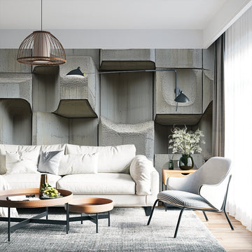 Фототапет Графичен Бетон с Обемни Форми| Стилен Декор