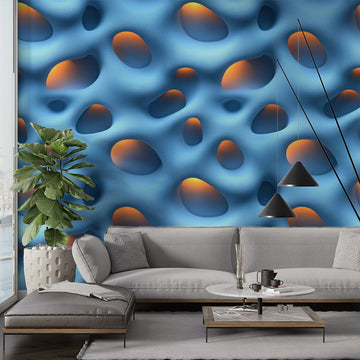 фототапет плувен океан с вълни и цветни детайли в модерен хол