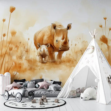 Фототапет Носорог и бебе за детска стая