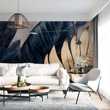 Фототапет Полунощни Листа с Ажурно Злато