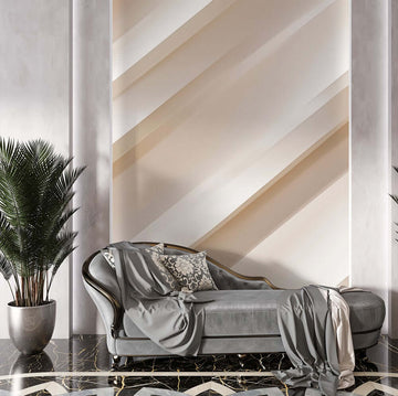 Фототапет Елегантни линии за хол, нежни линии на стената с елегантна канапе и plantes.