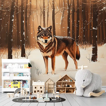 Фототапет Зимен вълк за детска стая