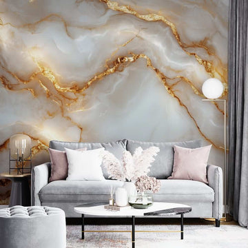 Фототапет Златист Мрамор с Перлен Блясък | Стилен Декор