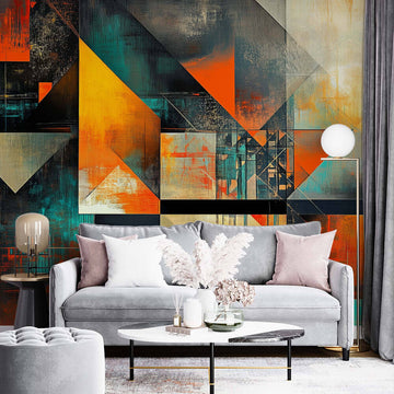 Фототапет Геометричен Ритъм: Огън и Тъмнина