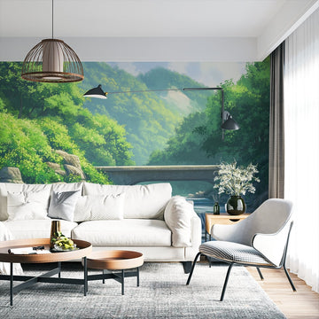 Фототапет Зелена планинска приказка за хол