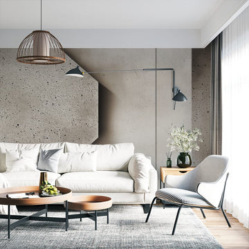 Фототапет Светло Сив Бетон и Геометрични Формы за Хол | Еко Материали