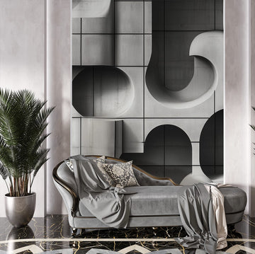 Фототапет Геометрични форми, модерен стенен декор с елегантни геометрични линии за хол.