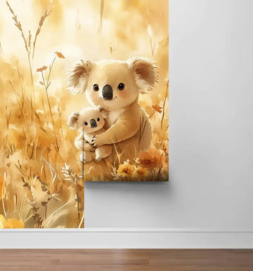 Фототапет Коали в златна ливада за детска стая