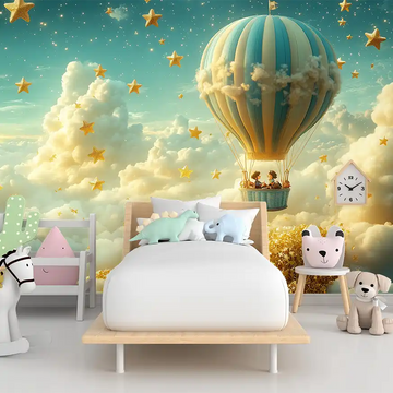 Фототапет Балонно звездно пътешествие за детска стая