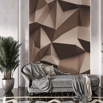 фототапет геометрични формули на стена с елегантен дизайн в нежни бежови тонове и съвременен уют