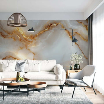 Фототапет Златист Мрамор с Перлен Блясък | Стилен Декор