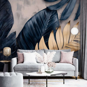 Фототапет Полунощни Листа с Ажурно Злато