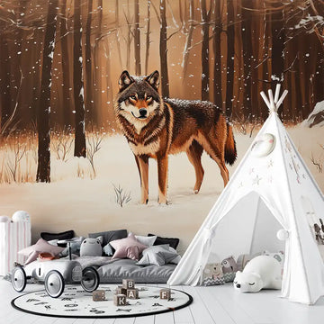 Фототапет Зимен вълк за детска стая